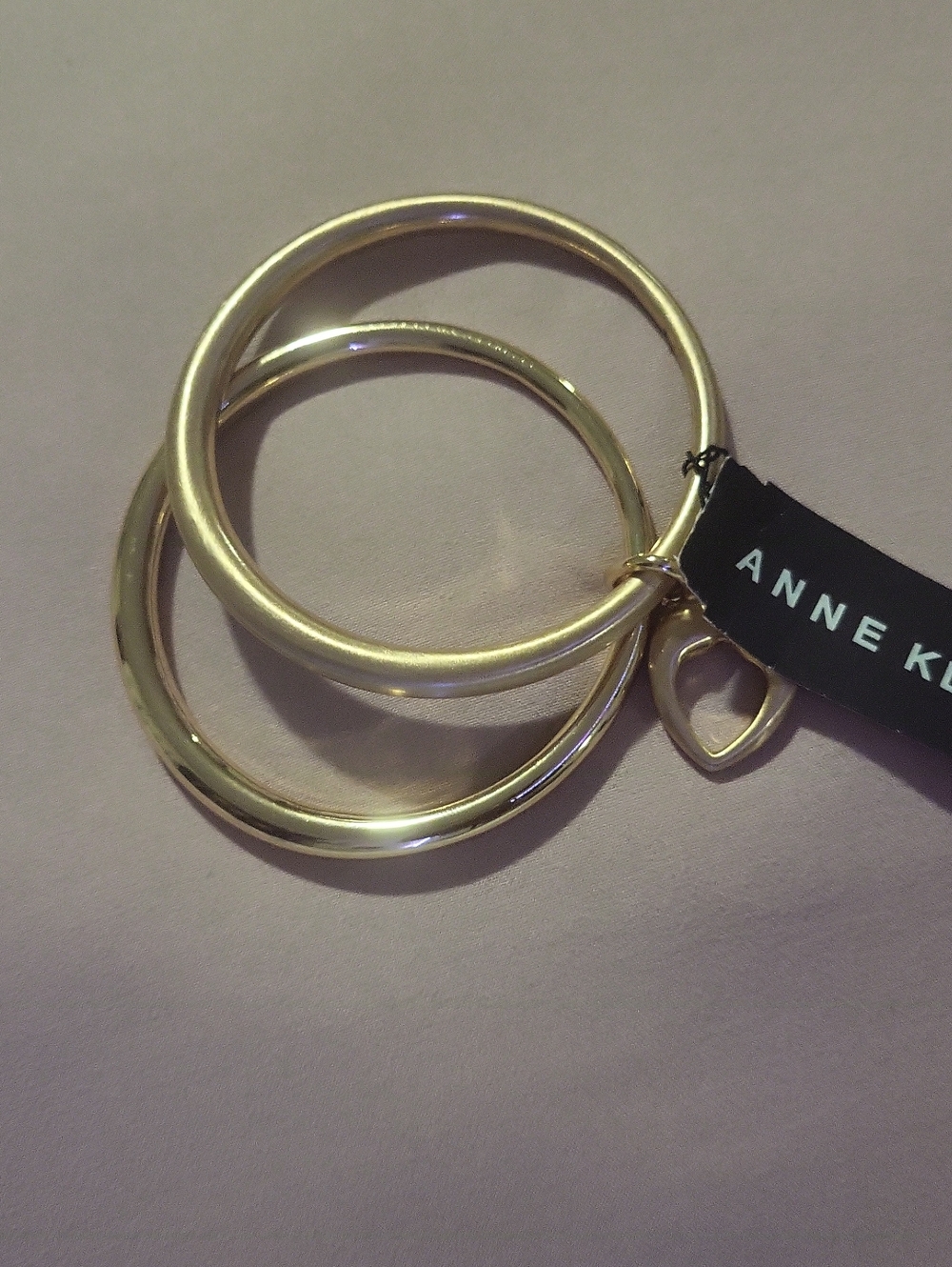 Anne Klein Gold-Tone Double Bangle with Heart Charm